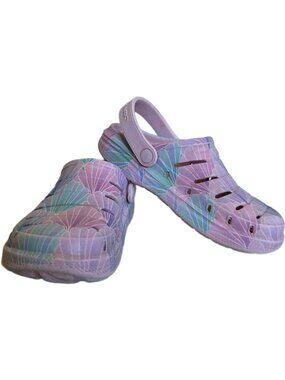 Rugged Shark Girls Clogs Size 13 Pink Mermaid Shell EVA Slip On Shoes GUC